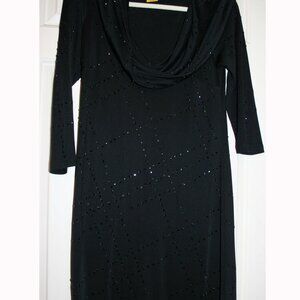 Catherine Malandrino Black Cowl Neckline Stretchy Sparkly Silk Dress
